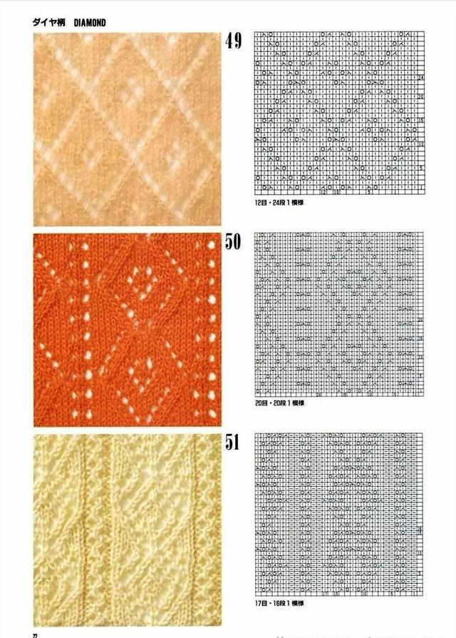 棒针简单镂空花样30种（30种菱形的棒针花样图解）(8)