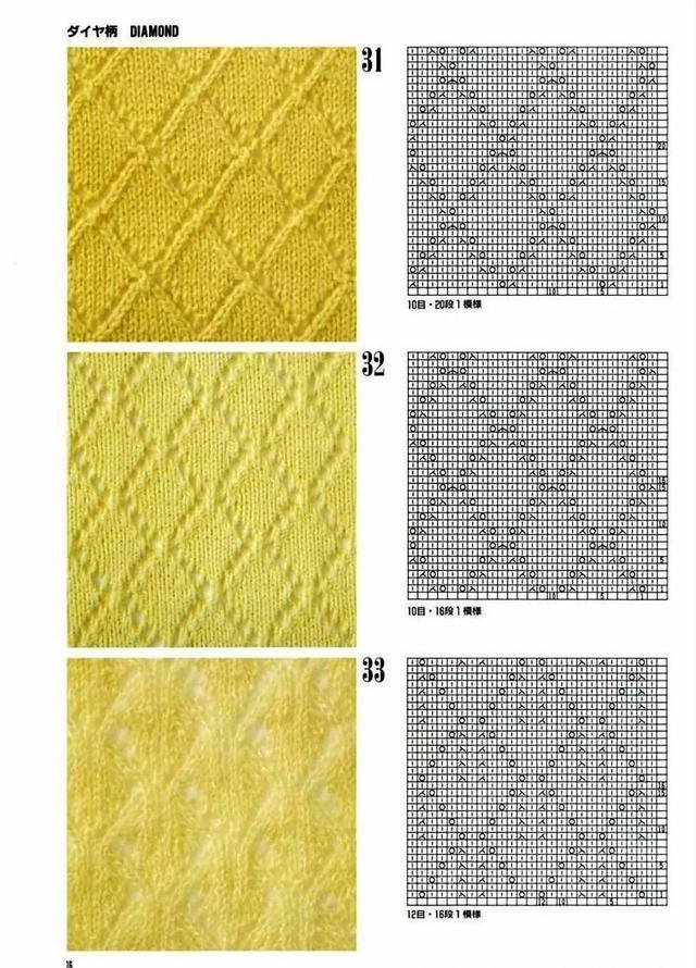 棒针简单镂空花样30种（30种菱形的棒针花样图解）(1)