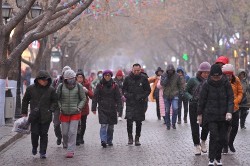 哈尔滨下雪了，景色太美了